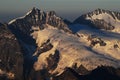 MÃÂ¶nchshut mountain panoramic view to the melting glaciers due to global climate change Royalty Free Stock Photo