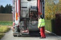 Garbage truck from behind in Upper Austria, Austria, Europe