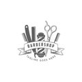 Vintage babershop equepment logo. vector illustration Royalty Free Stock Photo