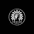 American Native, Indian Chief Logo design vector illustration