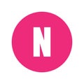 Letter N logo symbol in pink circle.