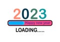 Vecter of loading with new year 2023 bar.Transfer Download to 2023 year.