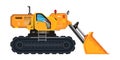 Yellow excavator multifunction with backhoe and gravel tools construction heavy vehicle 3D vector illustration Royalty Free Stock Photo