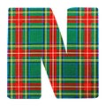 N ALPHABET LETTER - Scottish style fabric texture Letter Symbol Character on White Background