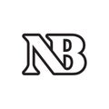 N B serif letter lines logo design concept Royalty Free Stock Photo