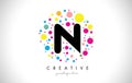 N Bubble Dots Letter Logo Design with Creative Colorful Bubbles.