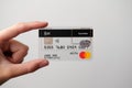 N26 business creditcard held straight by female hand