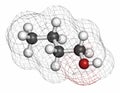 n-butanol 1-butanol molecule. Used as flavouring and as a solvent. Atoms are represented as spheres with conventional color.