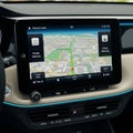 n-car touchscreen display showing a GPS navigation system. The map highlights Royalty Free Stock Photo