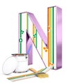 `N` decorated letter with renovation tools