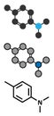 N,N-dimethyl-p-toluidine (DMPT) molecule. Commonly used as catalyst in the production of polymers and in dental materials and bone