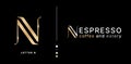 N gold alphabet letter logo icon design for company. Suitable for a luxury business