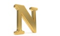 N gold romantic alphabet, 3d rendering