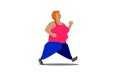 N illustration of a heavyweight woman with sport attire go for a jog with isolated white background