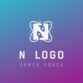 n initial space force logo design galaxy rocket vector in gradient background Royalty Free Stock Photo