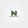 N letter, Bamboo logo template, creative vector design for business corporate,nature, elements, illustration