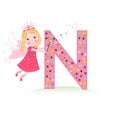 N letter with a cute fairy tale