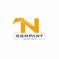 N Letter Excavator Logo Design Vector Royalty Free Stock Photo