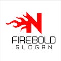 N Letter Flame Logo Design. Fire Logo Lettering Concept Vector