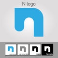 N Letter Logo. Blue Color. - Vector