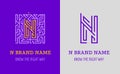 N letter logo maze. Creative logo for corporate identity of company: letter N. The logo symbolizes labyrinth, choice of right path