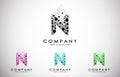 N Letter Logo set with Dispersion Effect and Dots