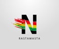 N Letter Logo With Splatter and Rasta Color. Letter N Reggae Royalty Free Stock Photo