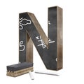 `N` letter shaped chalkboard