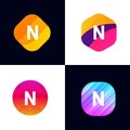 N letter vector company icon signs flat symbols logo set Royalty Free Stock Photo