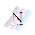 N letter watercolor vector logo