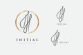 N logo. Initials letter n in gold circle. Initial signature. Design fashion handwriting monogram. Handwritten identity name. Abstr