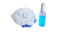 N95 mask and alcohol sprey. Protection for virus pandemic.