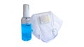 N95 mask and alcohol sprey. Protection for virus pandemic.