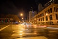 N Michigan Ave across E Randolph St at night. Downtown Chicago. Royalty Free Stock Photo