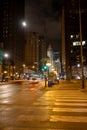 N Michigan Ave at night. Downtown Chicago. Royalty Free Stock Photo