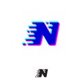 N monogram with stereo effect. N letter with movement and shift.