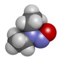 N-Nitroso-diethylamine or NDEA carcinogenic molecule. 3D rendering. Atoms are represented as spheres with conventional color