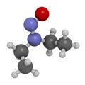 N-Nitroso-diethylamine or NDEA carcinogenic molecule. 3D rendering. Atoms are represented as spheres with conventional color