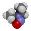 N-Nitroso-diethylamine or NDEA carcinogenic molecule. 3D rendering. Atoms are represented as spheres with conventional color