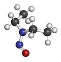 N-Nitroso-diethylamine or NDEA carcinogenic molecule. 3D rendering.