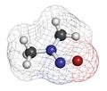 N-Nitrosodimethylamine (dimethylnitrosamine, NDMA, DMN) pollutant molecule. Highly toxic, especially to the liver and suspected