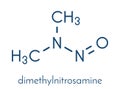 N-Nitrosodimethylamine dimethylnitrosamine, NDMA, DMN pollutant molecule. Highly toxic, especially to the liver and suspected.