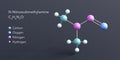 n-nitrosodimethylamine molecule 3d rendering, flat molecular structure with chemical formula and atoms color coding