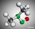 N-Nitrosodimethylamine, NDMA, dimethylnitrosamine, DMN molecule. It is human carcinogen, poison. Molecular model. 3D rendering