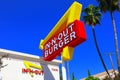 IN-N-OUT BURGER sign. American chain of Fast Food Restaurants with locations primarily in the Southwest and Pacific Coast