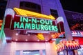 In-N-Out Hamburgers sign at the Las Vegas Restaurant Flamingo entrance Royalty Free Stock Photo