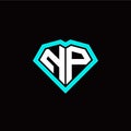 N P initial letter with unique diamond style logo template vector