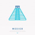 Mayan pyramid thin line icon