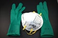 N95 Respirator and pair of gloves Royalty Free Stock Photo