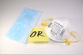 N95 Respirator or surgical mask on white